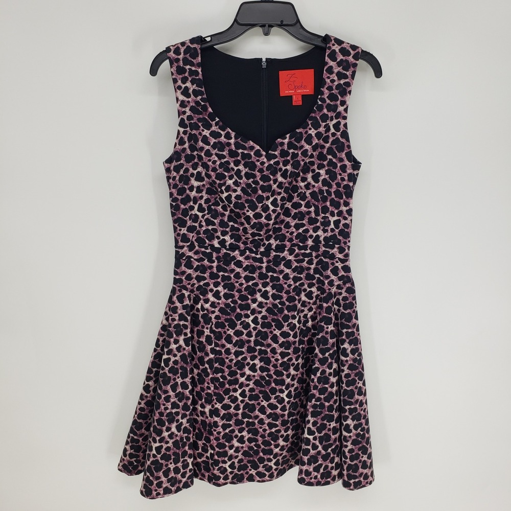 Z Spoke Zac Posen Leopard Print Fit & Flare Dress Size 6 Purple Black Sleeveless